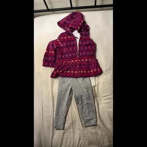 Carters 3 piece Set new fleece hoodie and sparkle leggings 18 months